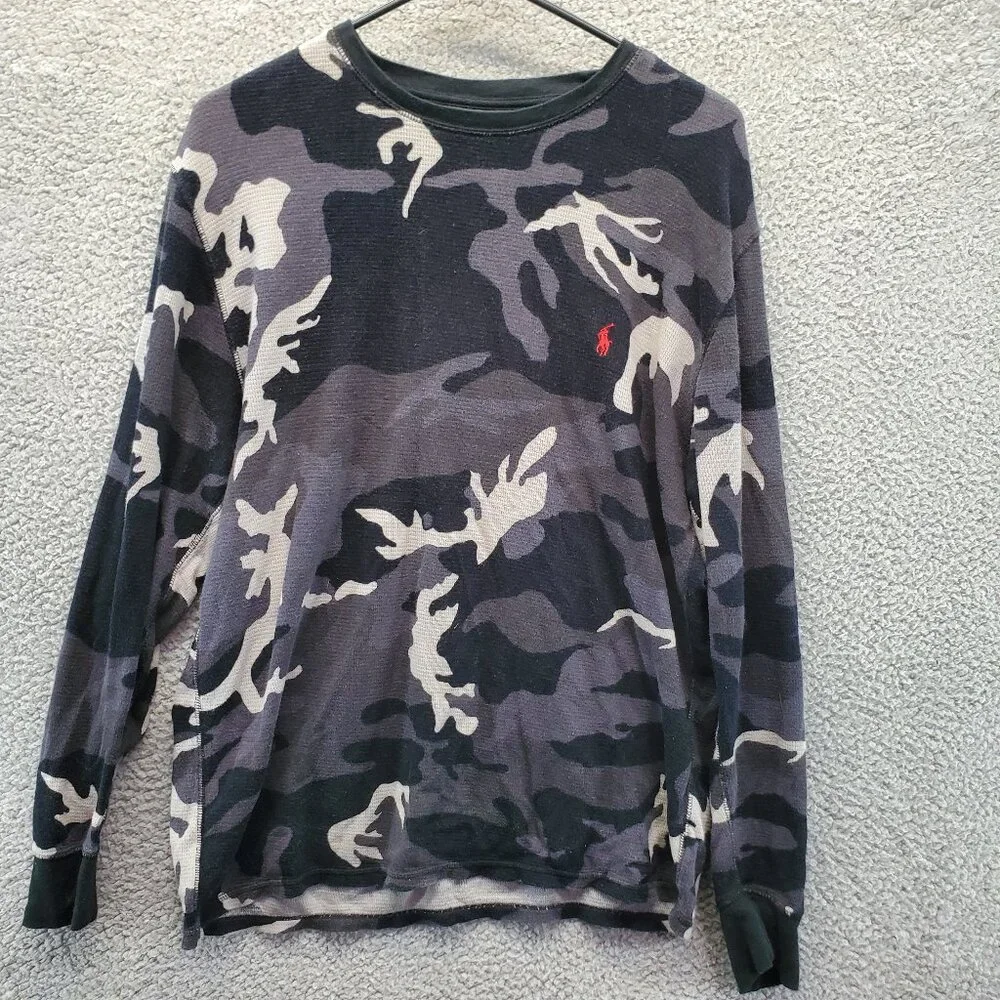 Polo Ralph Lauren Men's Black Camouflage Sleepwear Top‎ Shirt Large
